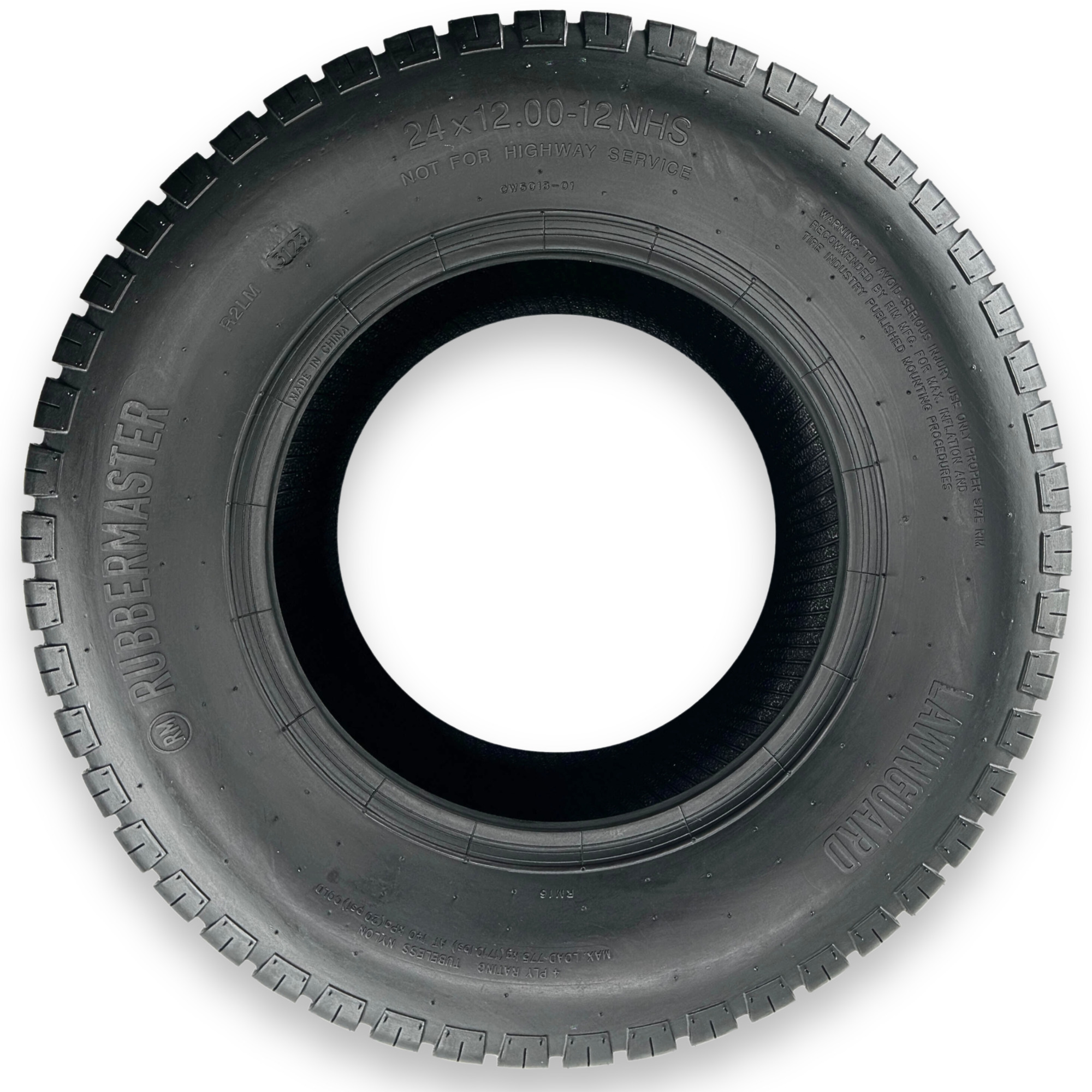RubberMaster, Lawngurad 4 Ply Turf Tire 24x12.00-12 4P, Tire Diameter 24.02 in, Model# 450447